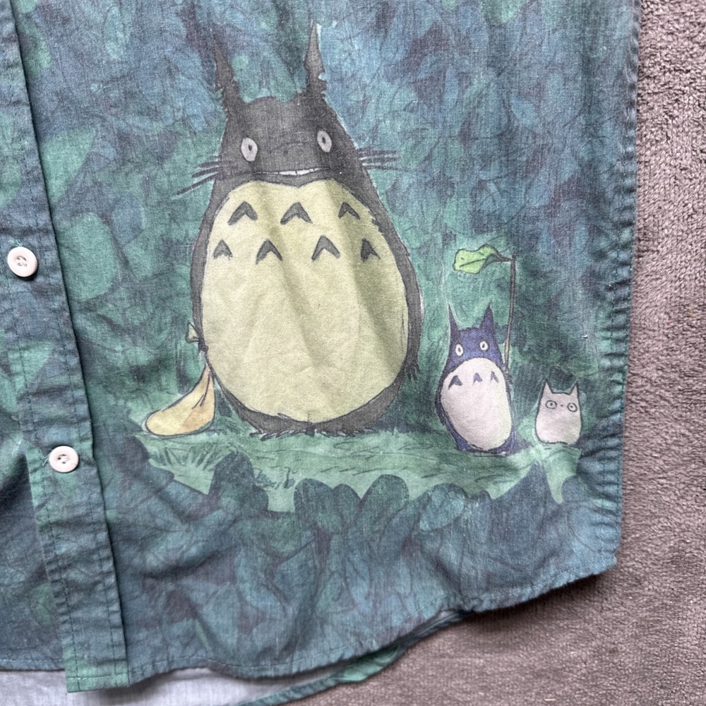 Bioworld Green and Black Totoro Graphic Button-Down Shirt
